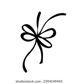 Silhouette, doodle of a festive bow. Vector graphics.