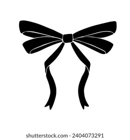 Silhouette, doodle of a festive bow. Vector graphics.