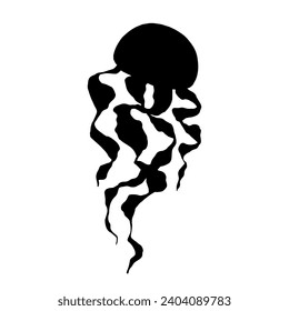 Silhouette, doodle jellyfish. Vector graphics.