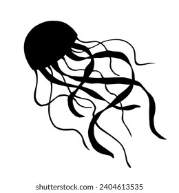 Silhouette, medusa de doodle. Gráficos vectoriales.