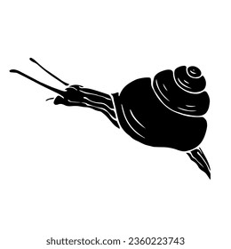 Silhouette, doodle of a snail. Vector graphics.