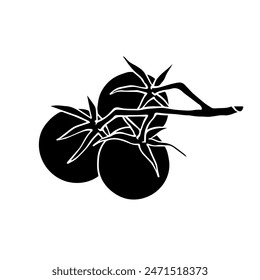 Silhouette, doodle vegetables tomato. Vector graphics.