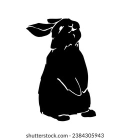 Silhouette, doodles of a forest herbivore animal rabbit, hare. Vector graphics.