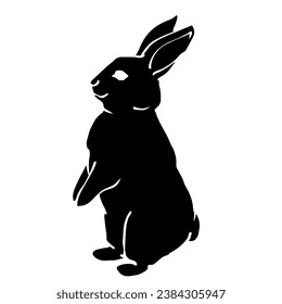 Silhouette, doodles of a forest herbivore animal rabbit, hare. Vector graphics.