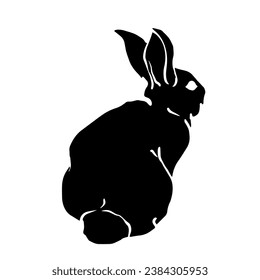 Silhouette, doodles of a forest herbivore animal rabbit, hare. Vector graphics.