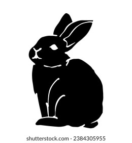 Silhouette, doodles of a forest herbivore animal rabbit, hare. Vector graphics.