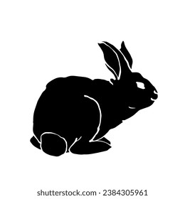 Silhouette, doodles of a forest herbivore animal rabbit, hare. Vector graphics.