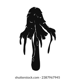 Silhouette, garabatos de un hongo forestal, toadstool, mosca agaric. Gráficos vectoriales.