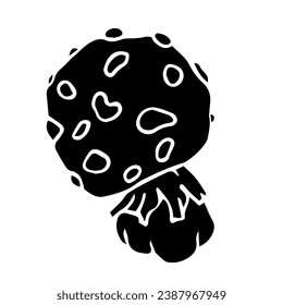 Silhouette, Doodles eines Waldpilzes, Toadstool, Fliege agarisch. Vektorgrafiken.