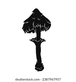 Silhouette, doodles of a forest mushroom, toadstool, fly agaric. Vector graphics.