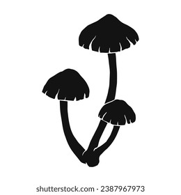 Silhouette, doodles of a forest mushroom, toadstool, fly agaric. Vector graphics.