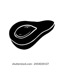 Silhouette, doodles of vegetables, avocado. Vector graphics.