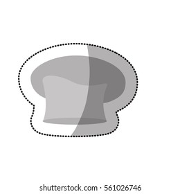 silhouette dotted sticker of oval chefs hat in gray scale