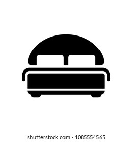 Silhouette of double bed. Double hotel room
