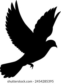 Silhouette Dove Flying. Vintage Vector Illustration