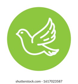 silhouette of dove with heart on white background vector illustration design
