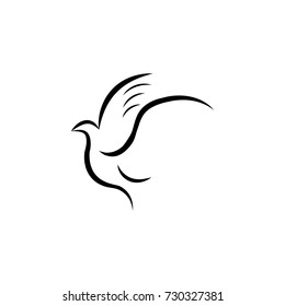 Silhouette dove icon on white background