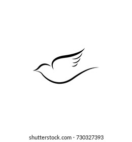 Silhouette dove icon on white background
