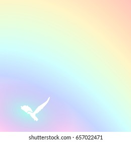 Silhouette dove on a rainbow background, vector illustration