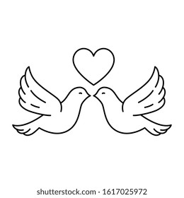 silhouette of doves with heart on white background vector illustration design