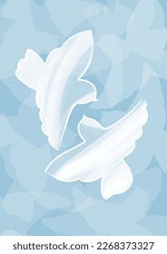 Silhouette de palomas como símbolo de Paz. Ilustración vectorial, fondo azul aislado. 