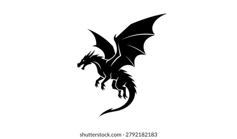 Silhouette of a dragon flying