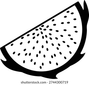 Silueta de dragón rebanada de fruta exótica en blanco y negro Vector Ilustrador