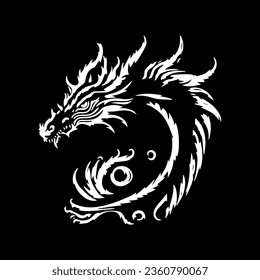 silhouette of dragon head for icon.