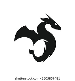 Silhouette of dragon head logo design template. Dragon logo vector