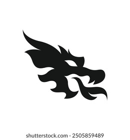 Silhouette of dragon head logo design template. Dragon logo vector