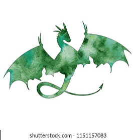 Silhouette of dragon on white background