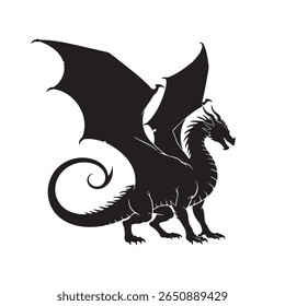 Silhouette of a dragon on a white background
