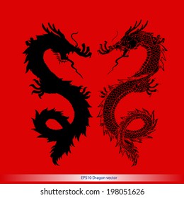  silhouette dragon tattoo pattern vector format