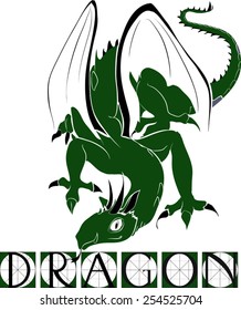Silhouette of dragon with title