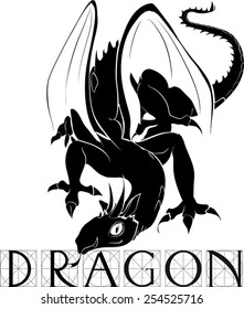 Silhouette of dragon with title