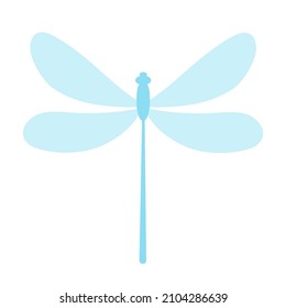 Silhouette de una libélula. Dragón vectorial con alas azules.