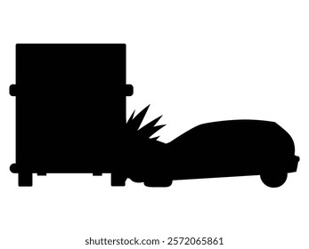 Silhouette of a Dramatic Car Crash Scene