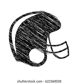 silhouette drawing american football helmet vector illustration