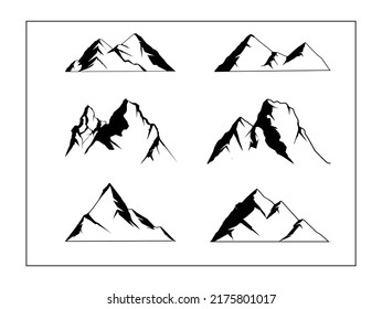 silhouette drawing of beautiful mountain 