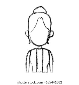 silhouette drawing of faceless half body woman hairstyle vector illustration