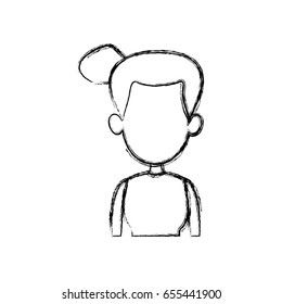 silhouette drawing of faceless half body woman hairstyle vector illustration