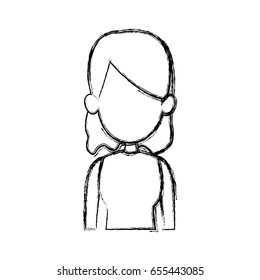 silhouette drawing of faceless half body woman hairstyle vector illustration