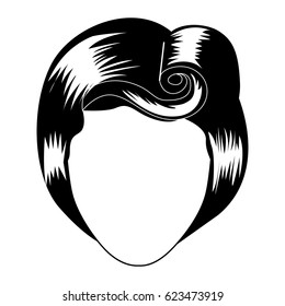 silhouette drawing of faceless woman with eighties hairstyle vector illustration