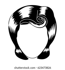 silhouette drawing of faceless woman with pin up swirl hairstyle vector illustration