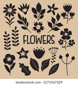 Silhouette Drawing Of Flowers And Plants