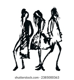 silhouette drawing illustration. Fashion design and more