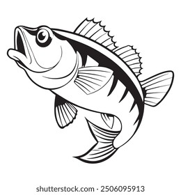 Silhouette drawing with marine  fish. Vector illustration Fish Silhouette: Bottom feeders