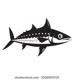 Silhouette drawing with marine  fish. Vector illustration Fish Silhouette: Bottom feeders