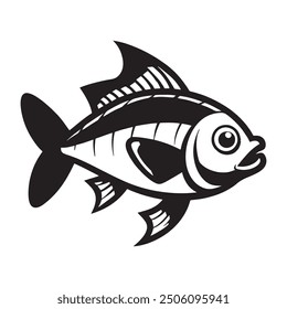 Silhouette drawing with marine  fish. Vector illustration Fish Silhouette: Bottom feeders