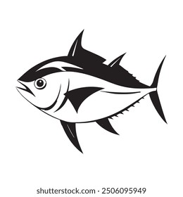Dibujo de silueta con peces marinos. Silueta de pescado de Ilustración vectorial: Alimentadores de fondo
